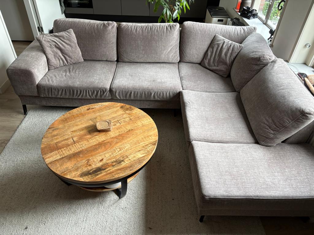 Hoekbank Porto 2 Taupe - 2.5 zits, 2.70 x 2.00m, Huis en Inrichting, Ophalen, 250 tot 300 cm, Gebruikt, Hoekbank
