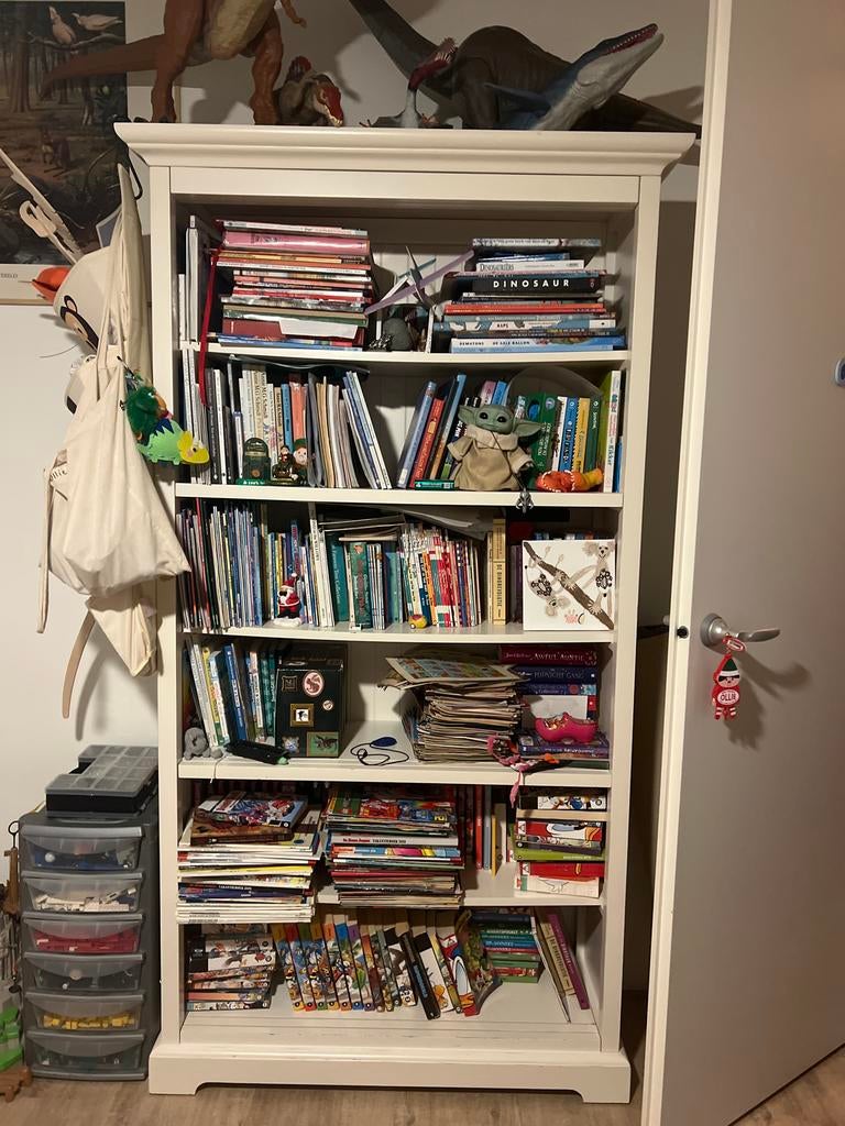 Witte Boekenkast met Diverse Vakken, Ophalen, Met plank(en), Gebruikt, 200 cm of meer