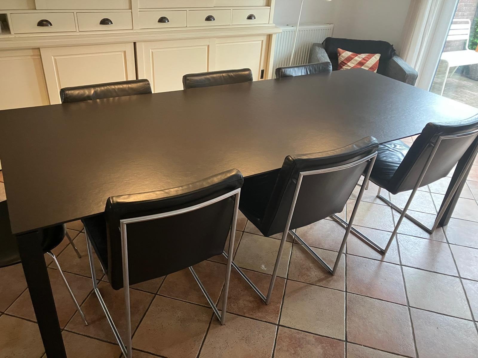 Moderne zwarte Decton eettafel Bert Plantagie, Ophalen, Gebruikt, 50 tot 100 cm, Vijf personen of meer