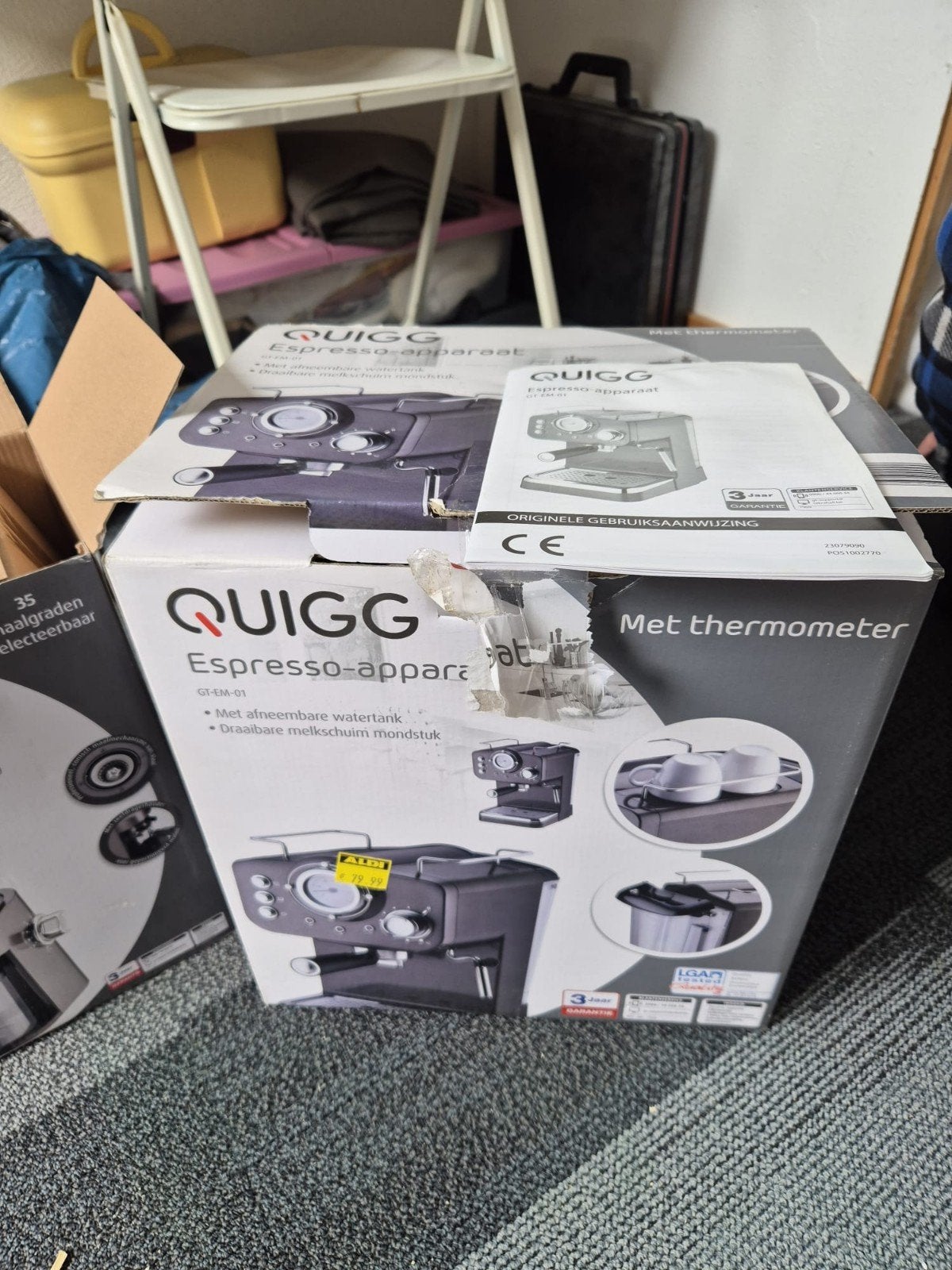QUIGG Espressomachine met koffiemolen - Nieuw in doos, Witgoed en Apparatuur, Koffiezetapparaten, Nieuw, Ophalen of Verzenden