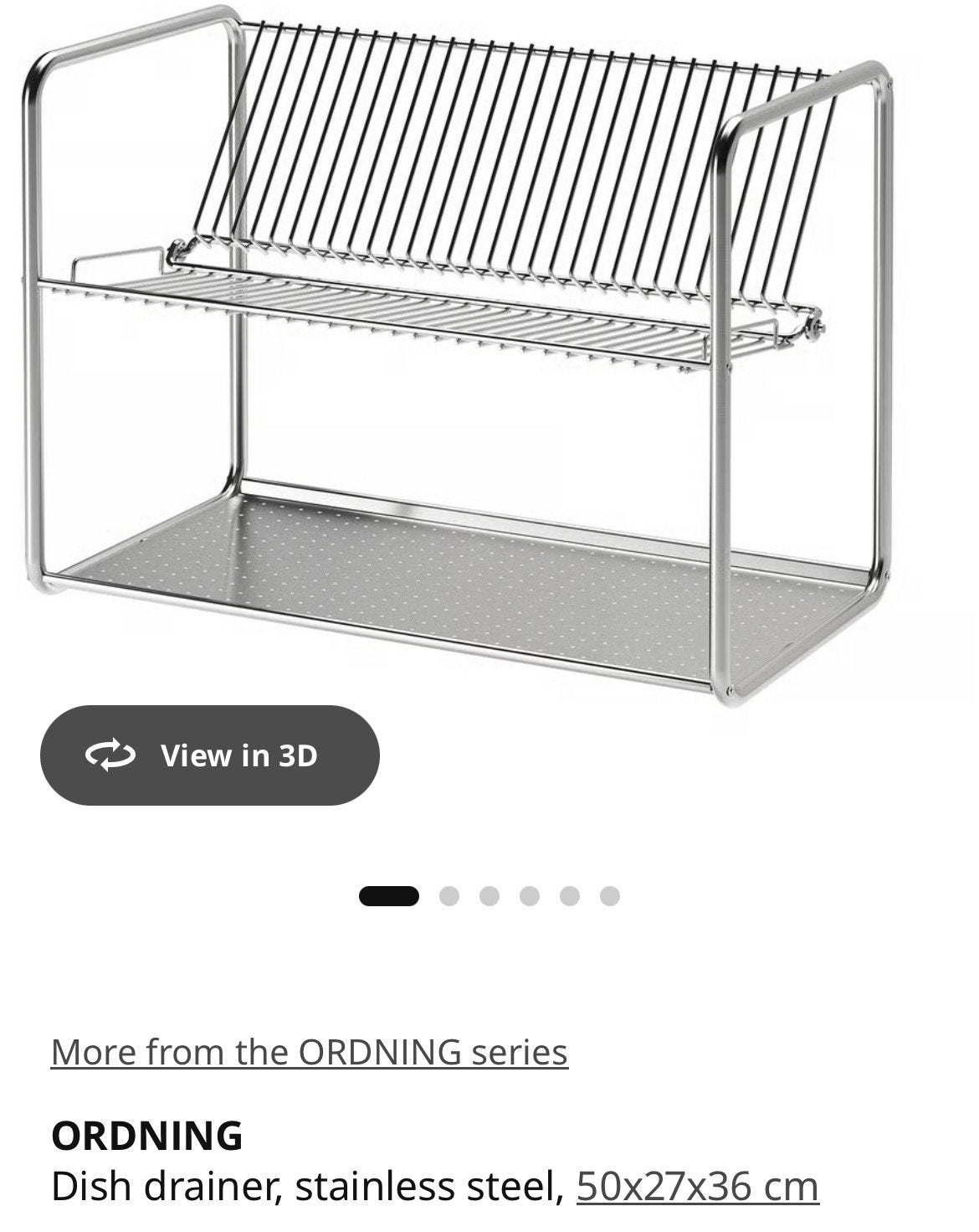IKEA ORDNING Afdruiprek RVS 50x27x36 cm, Bordenrek, IKEA, Zilver, Ophalen of Verzenden