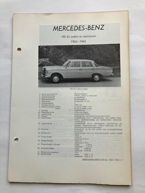 Vraagbaak Mercedes type 190 Dc sedan en stationcar 1962-1965, Ophalen of Verzenden