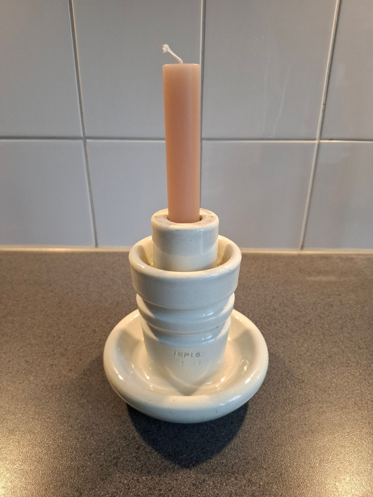 Vintage porseleinen isolator als kandelaar, Ophalen of Verzenden