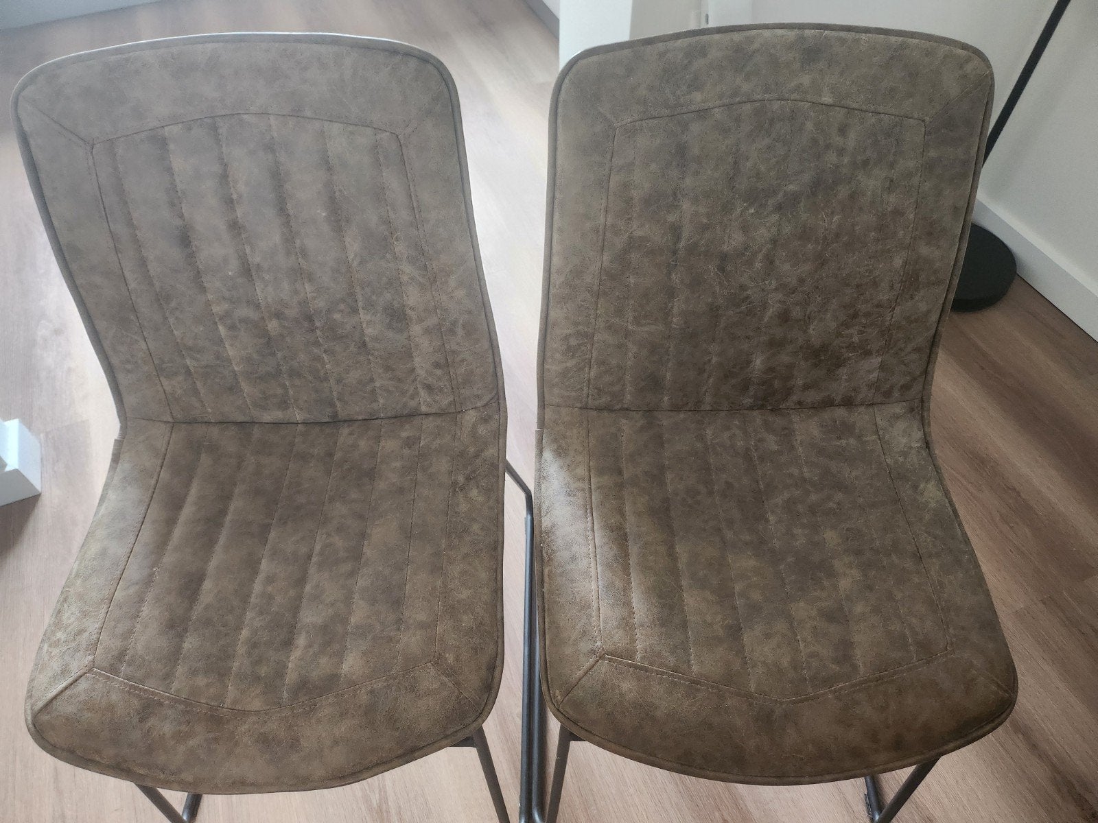 4 eetkamerstoelen stoelen, Ophalen, Gebruikt, Bruin, Stof