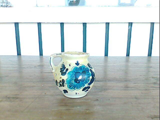 Antiek melkkannetje blauw /wit Schip boot bloemen kan, Ophalen of Verzenden