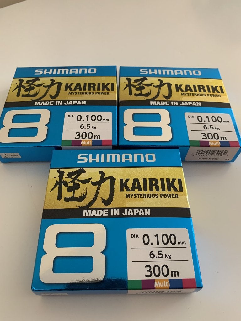 Nieuwe Shimano Kairiki 8 gevlochten lijn 0,10mm 6,5kg 300m., Watersport en Boten, Hengelsport | Roofvissen, Ophalen of Verzenden
