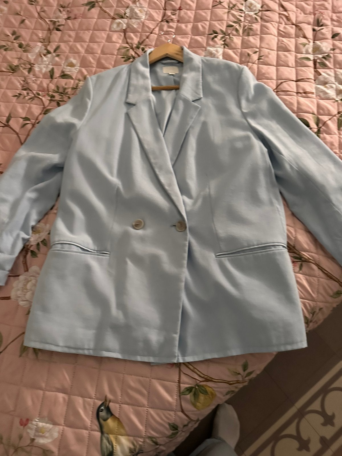 Ijsblauw blazer 5 euro, Ophalen of Verzenden, Gedragen, Maat 52/54 (L), Blauw