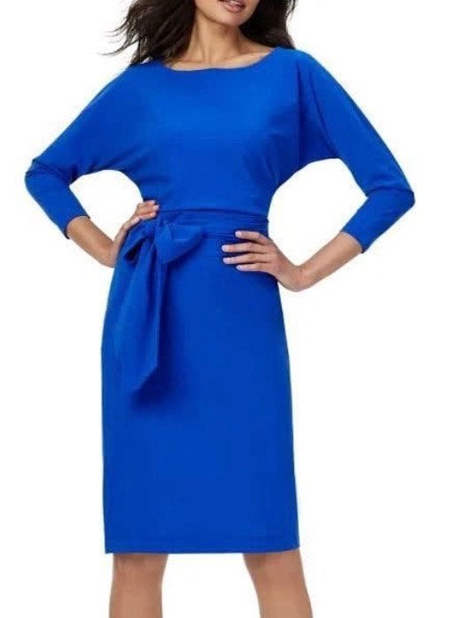 LaDress Caroline zgan jurk M blauw paars travelstof sash, Kleding | Dames, Maat 38/40 (M), Paars, Nieuw, Ophalen of Verzenden