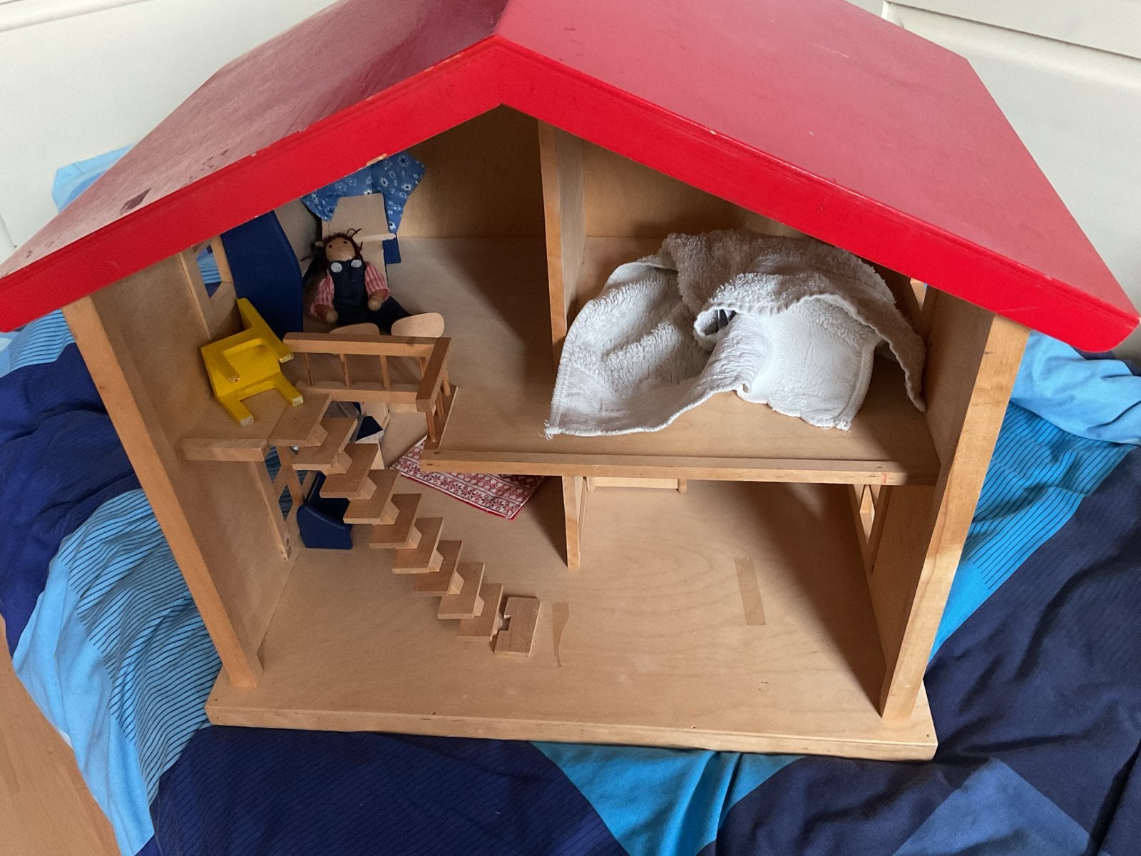 Houten Poppenhuis met Meubeltjes en Accessoires, Ophalen, Gebruikt, Poppenhuis