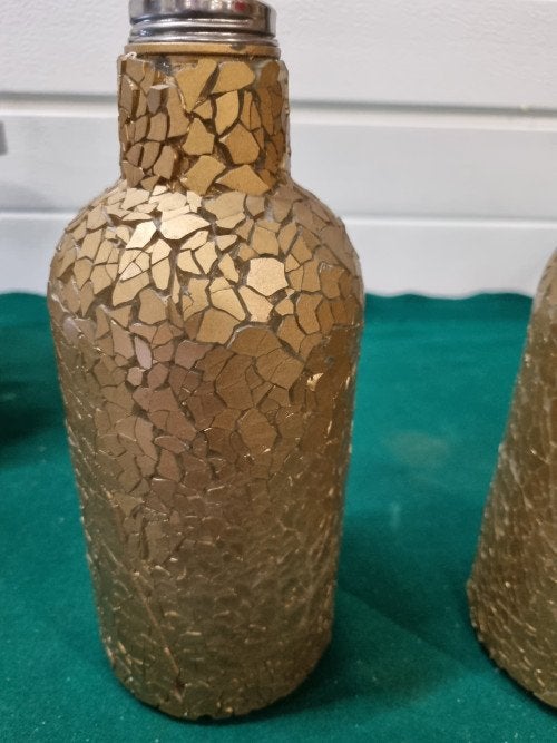 Olielamp flessen goud kleurig mozaiek, Ophalen of Verzenden, 'T Olde Gre-j, Info@toldegrej.nl, Endepoelstraat 20f Didam
