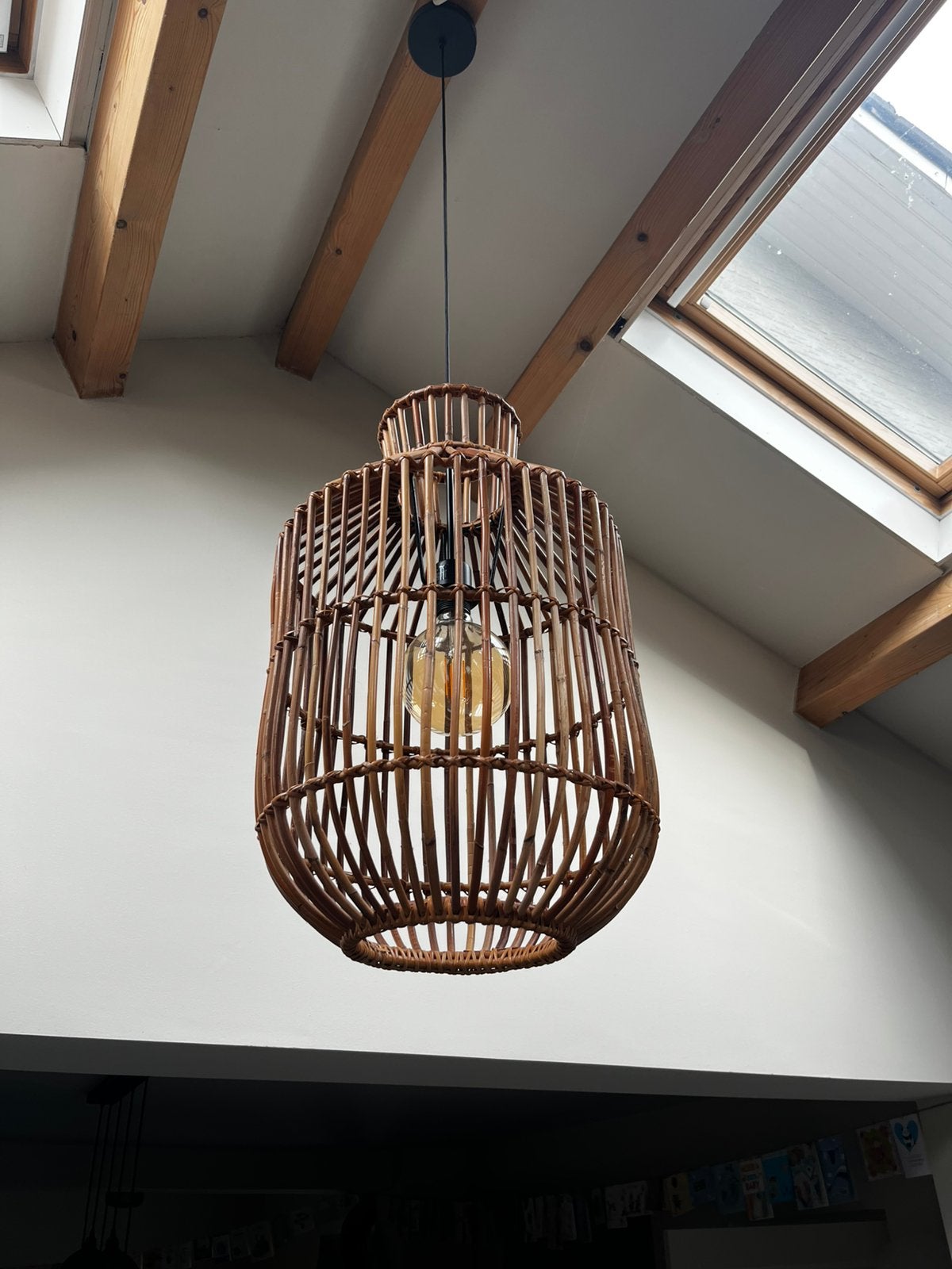 Rotan hanglamp, Ophalen, Gebruikt, Hout, E27 (groot)
