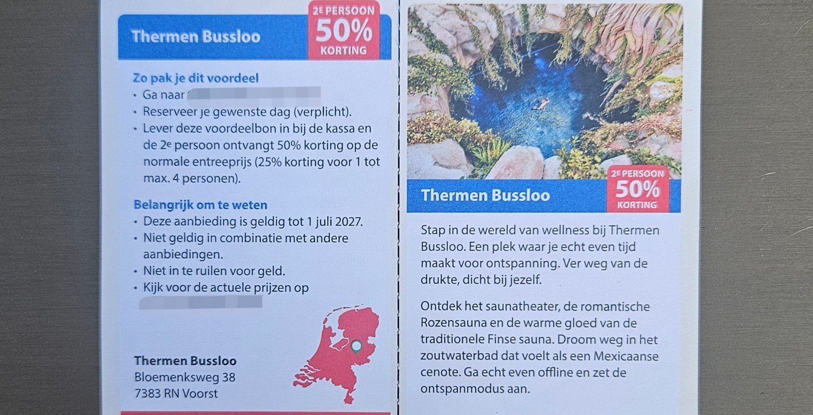 Thermen Bussloo. 2e persoon 50% korting.