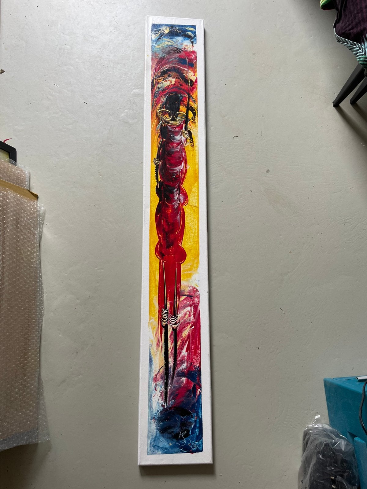 Schilderij afrikaanse Masai 18x120cm, Ophalen
