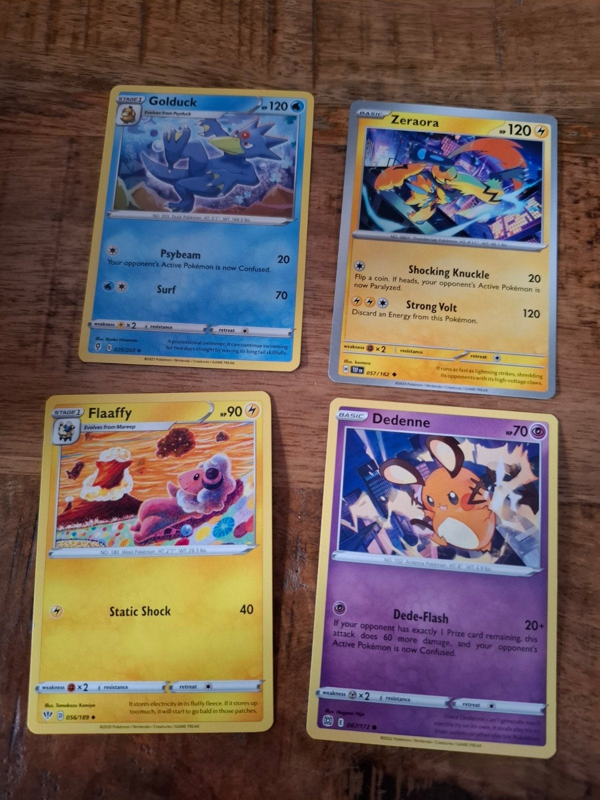 Pokémon kaarten: Goldduck, Zeraora, Flaaffy, Dedenne, Ophalen of Verzenden