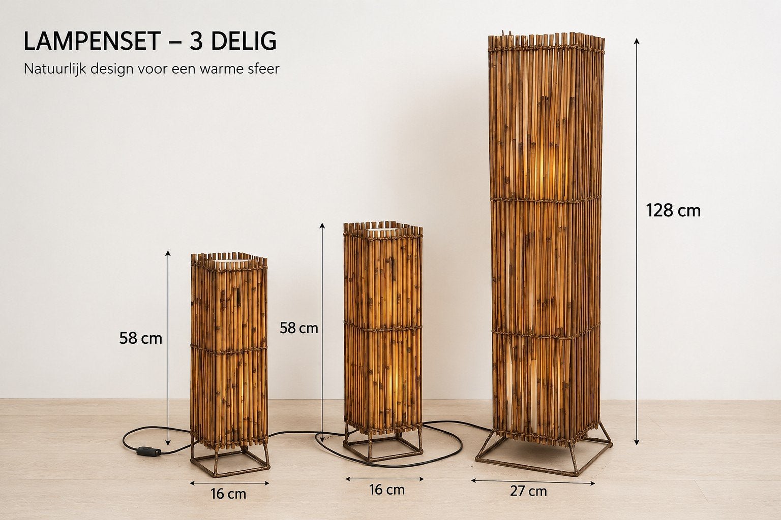 3 delige lampenset in perfecte staat!! Erg mooi!, Ophalen, Zo goed als nieuw