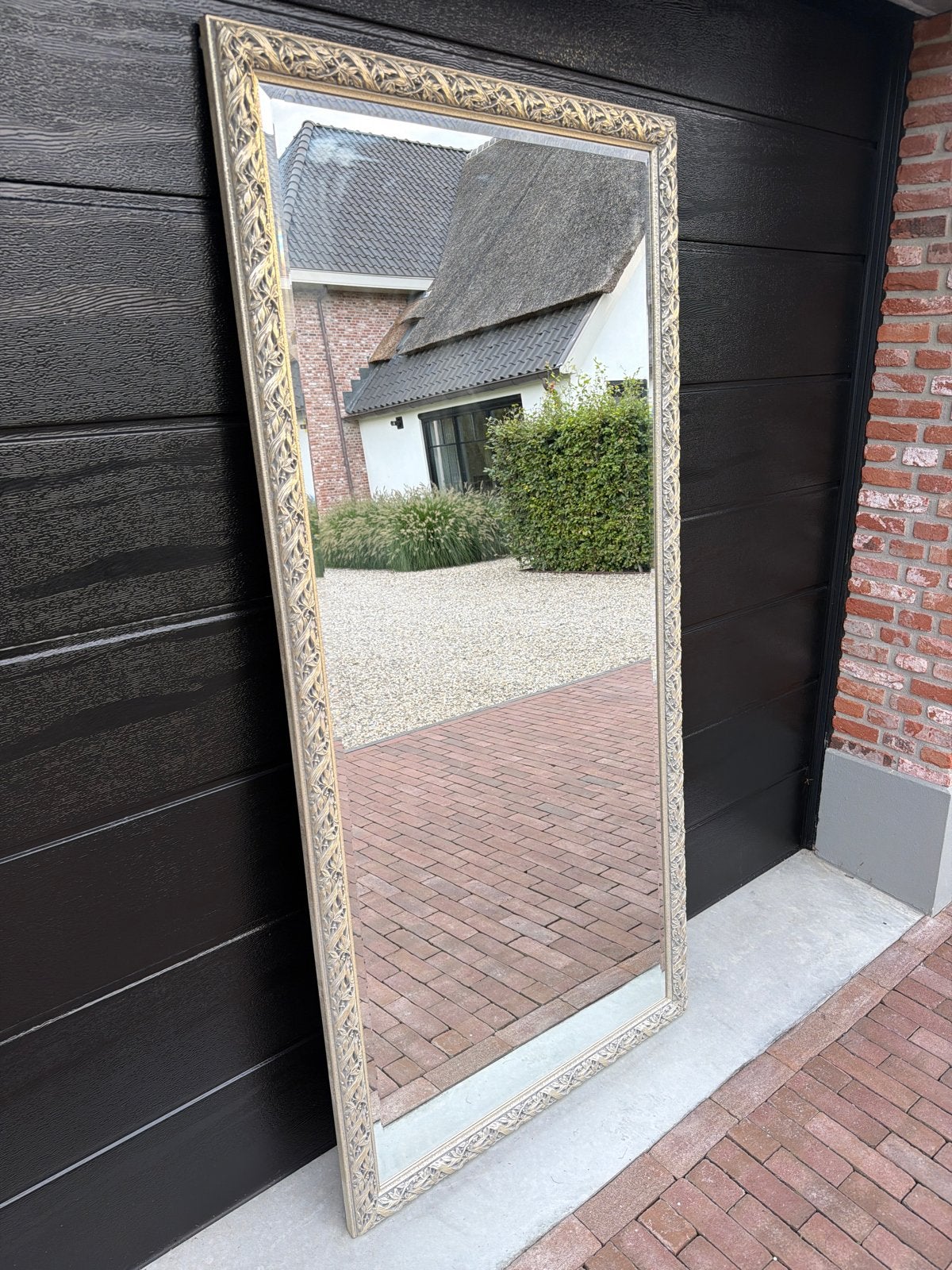 Grote spiegel met geslepen glas, Ophalen, Gebruikt, 75 tot 100 cm, 150 tot 200 cm