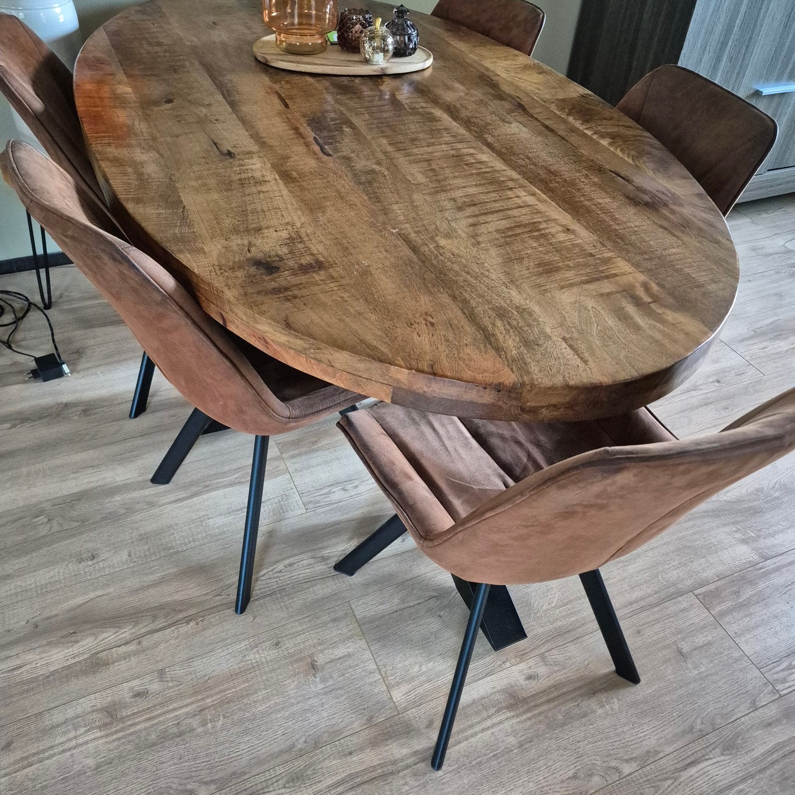 Ovale Mangohouten Eettafel 180 cm - Goede Staat, Ophalen