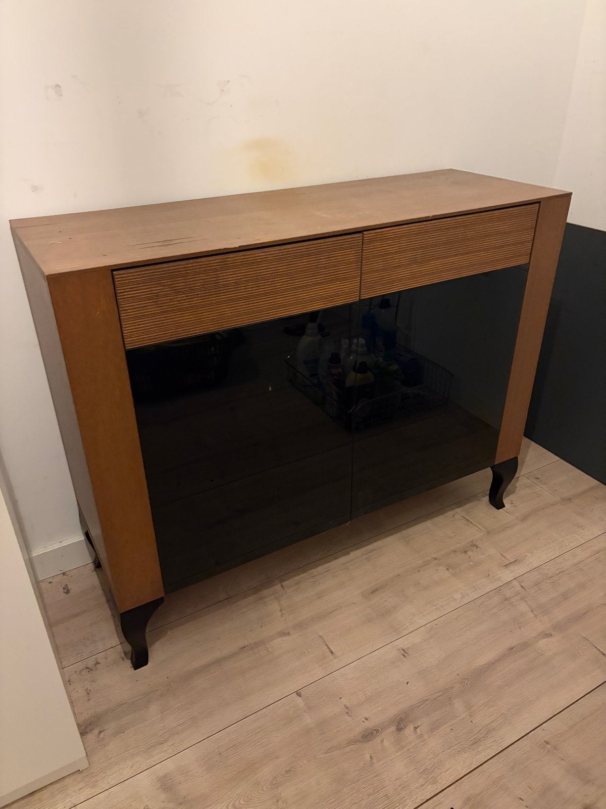 Donker eiken wandmeubel 120x95x43cm, Ophalen, Gebruikt, Minder dan 150 cm, Minder dan 100 cm