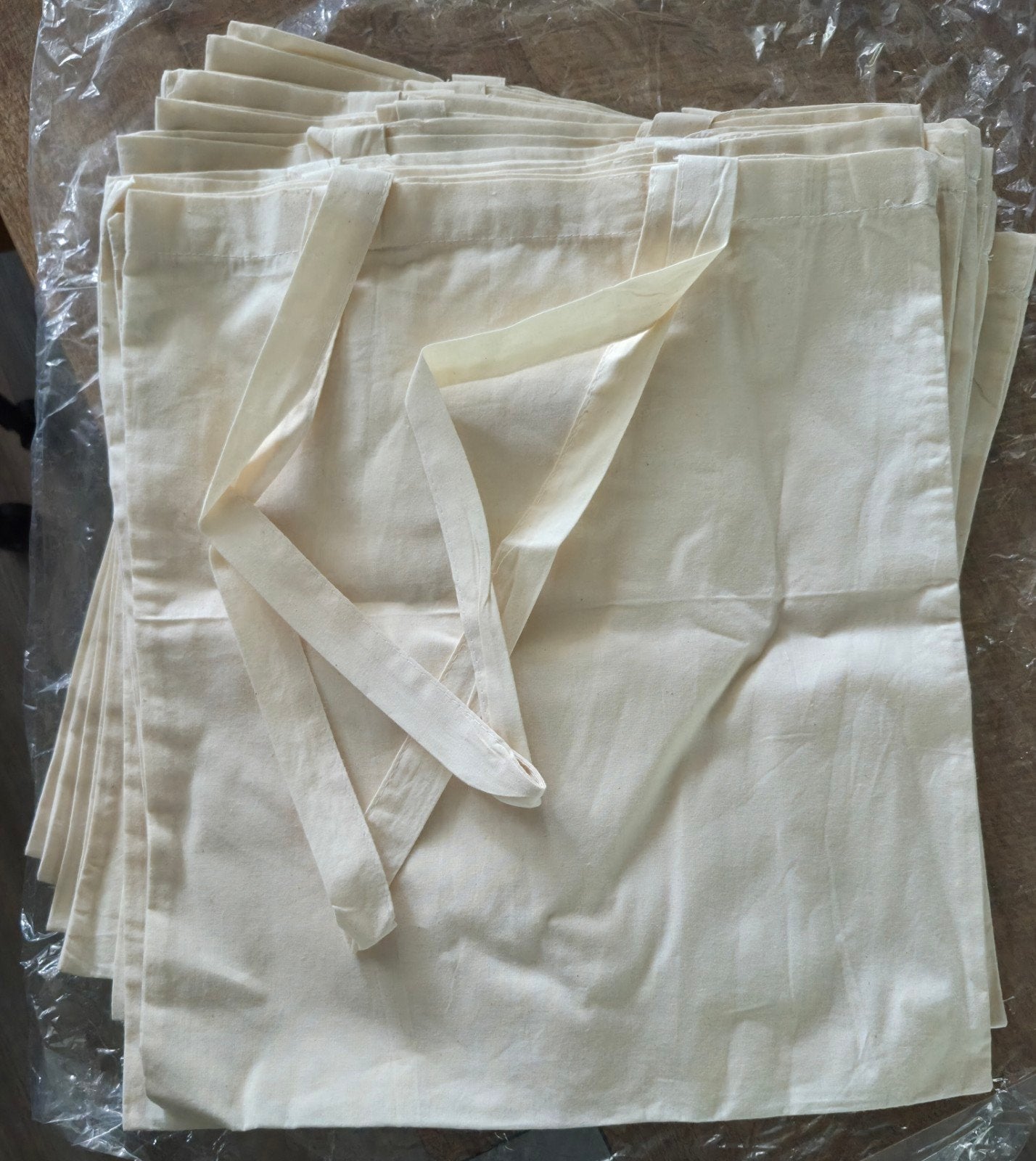 13 st. Onbedrukte katoenen tassen kleur Beige, Ophalen of Verzenden, Nieuw, Beige, Shopper
