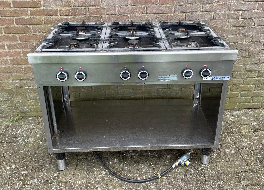 Modular 6 pits gasstel., Minder dan 85 cm, Zo goed als nieuw, Gas, Vrijstaand