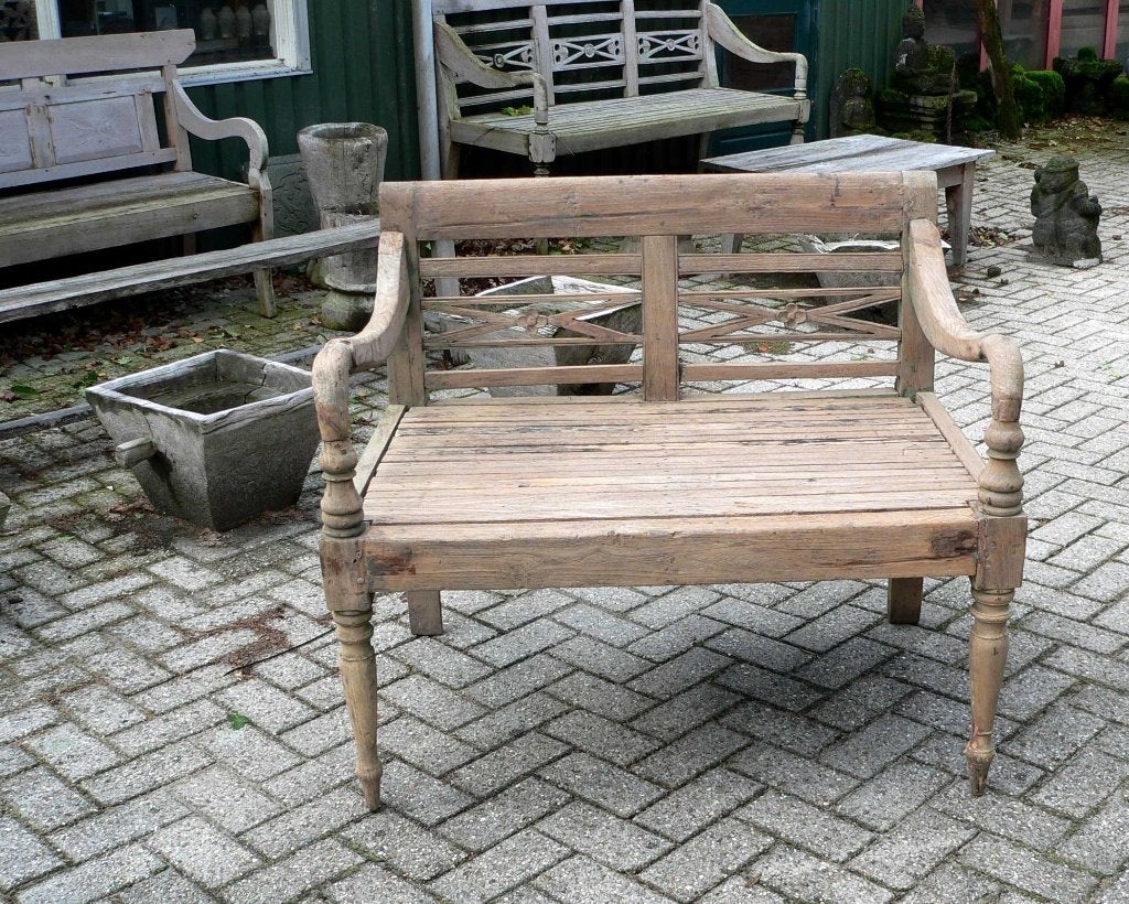 Diepe Stationsbank SB77 teak bank Ibiza Bali GERESERVEERD, Ophalen of Verzenden