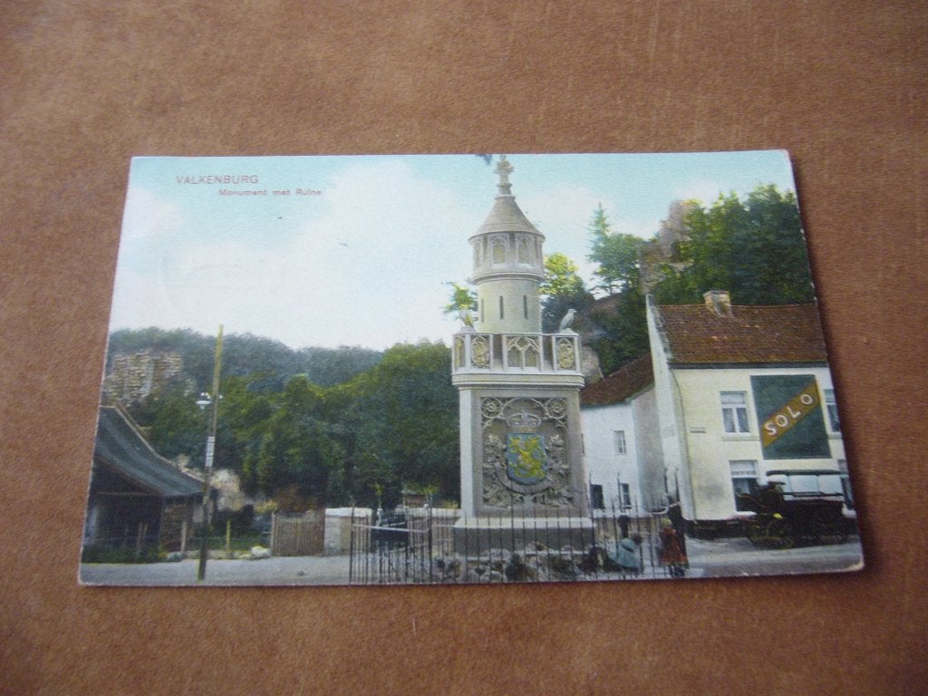 VALKENBURG L. =  MONUMENT MET RUINE  BRIEFKAART  1913, Ophalen of Verzenden, Voor 1920, Gelopen, Limburg