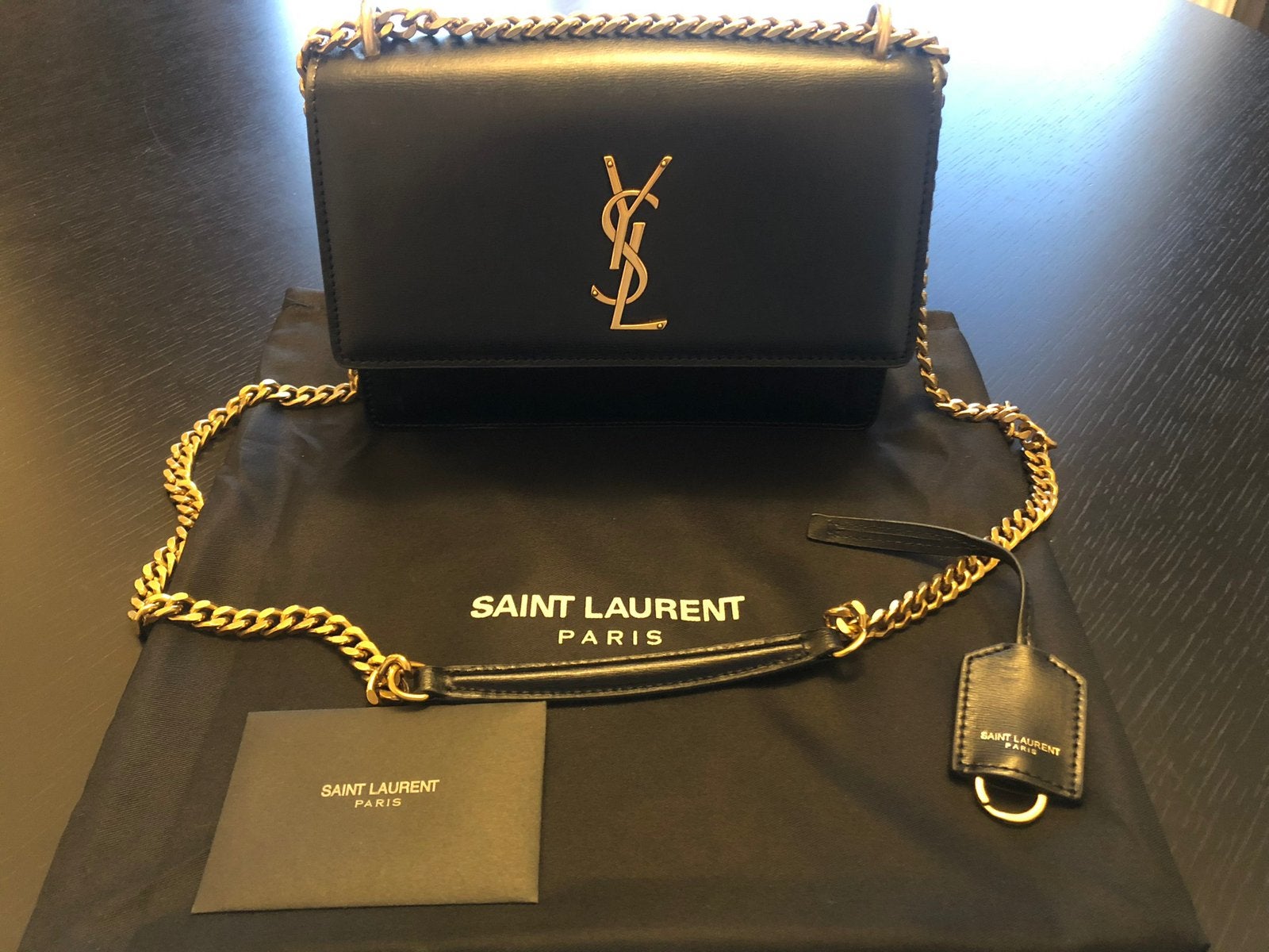 Yves Saint Laurent Sunset kalfsleer zwart YSL, Ophalen of Verzenden, Nieuw, Zwart, Schoudertasje