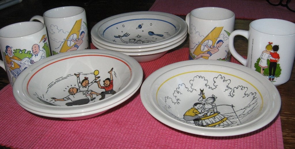 suske en wiske bekers en bordjes, Ophalen of Verzenden, Suske en Wiske, Gebruikt, Gebruiksvoorwerp