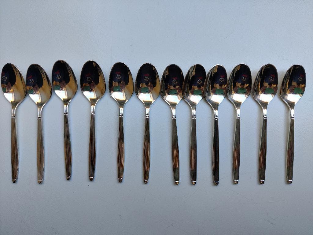 12 verzilverde (koffie/thee) lepeltjes, Antiek en Kunst, Antiek | Bestek, Ophalen of Verzenden