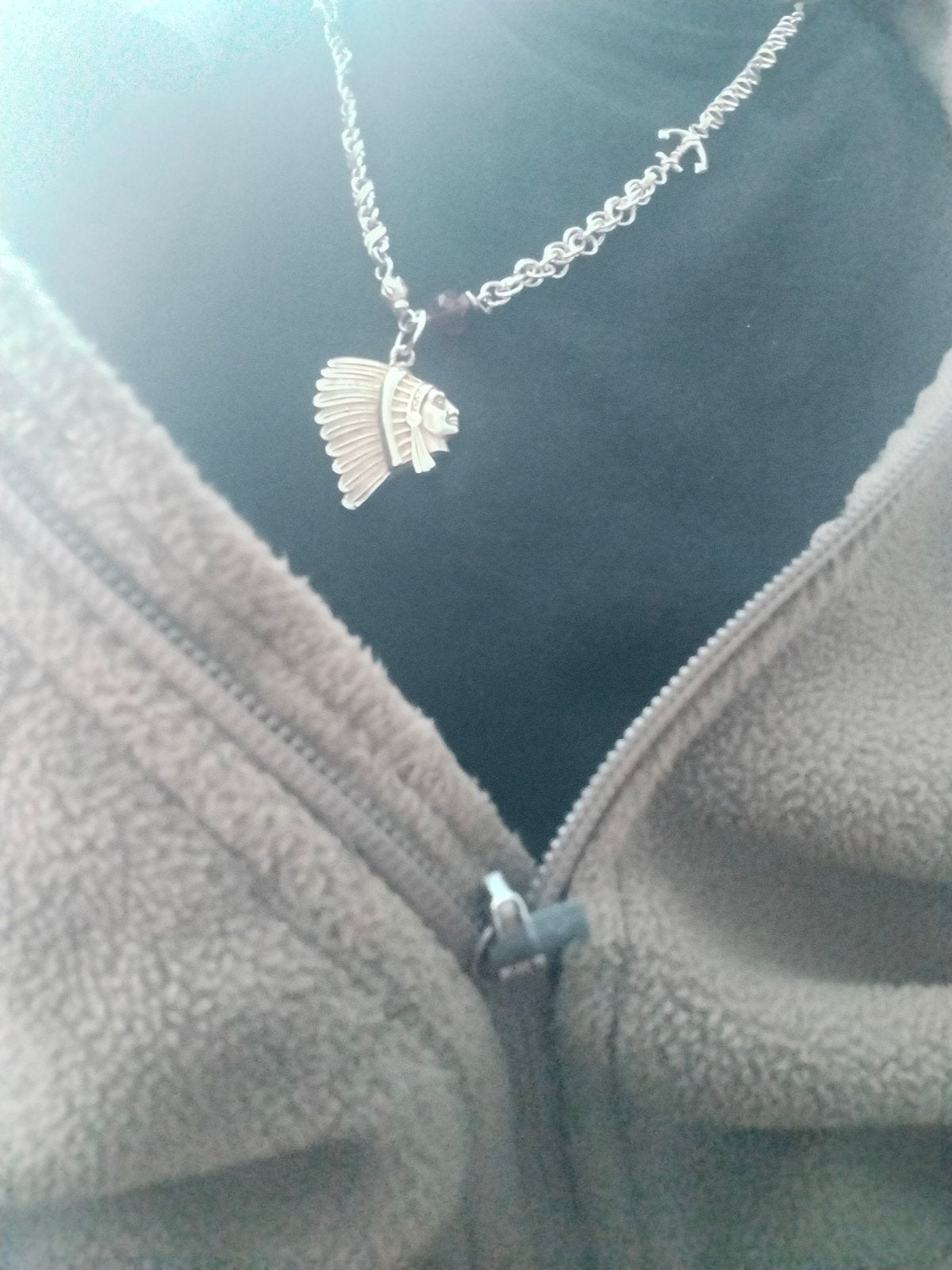 Ala Kondre Ketting Zilver met Indiaan Hanger (Surinaams), Sieraden, Tassen en Uiterlijk, Met hanger, Gebruikt, Ophalen of Verzenden