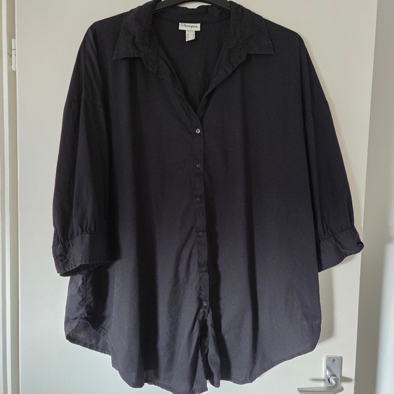 Bonprix Zwarte Blouse 3/4 Mouw - maat 52., Bonprix, Zwart, Maat 46/48 (XL) of groter, Ophalen of Verzenden