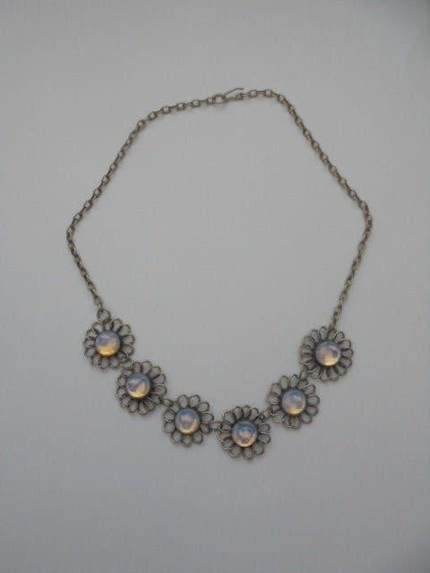 Vintage ketting maansteen verstelbaar, Verstelbaar, Wit, Ophalen of Verzenden, Zo goed als nieuw
