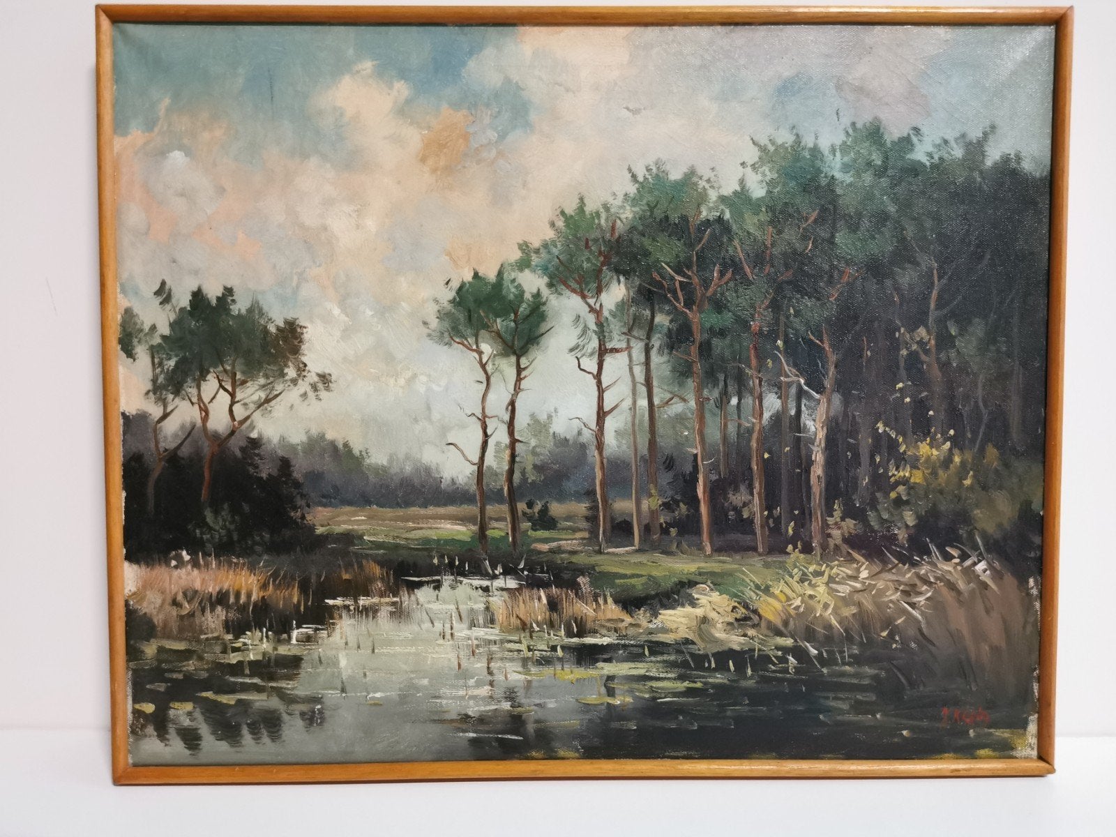 Heide ven landschap, Doek, Ophalen of Verzenden, Landschap, Olieverf