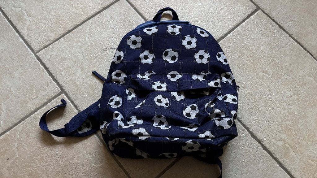 Schooltas, rugtas blauw, voetbal 40x40 cm, Ophalen of Verzenden, Gebruikt, Blauw, Rugtas