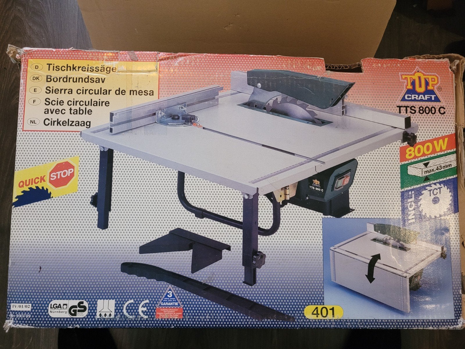 TOP CRAFT TTS 800 C Cirkelzaag, Ophalen, Cirkelzaag, TOP CRAFT, 600 tot 1200 watt