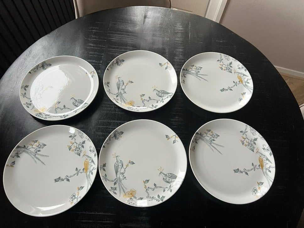 Villeroy & Boch Vivo Limited Edition Peacock, 6 dinerborden, Ophalen, Keramiek, Zo goed als nieuw, Bord(en)