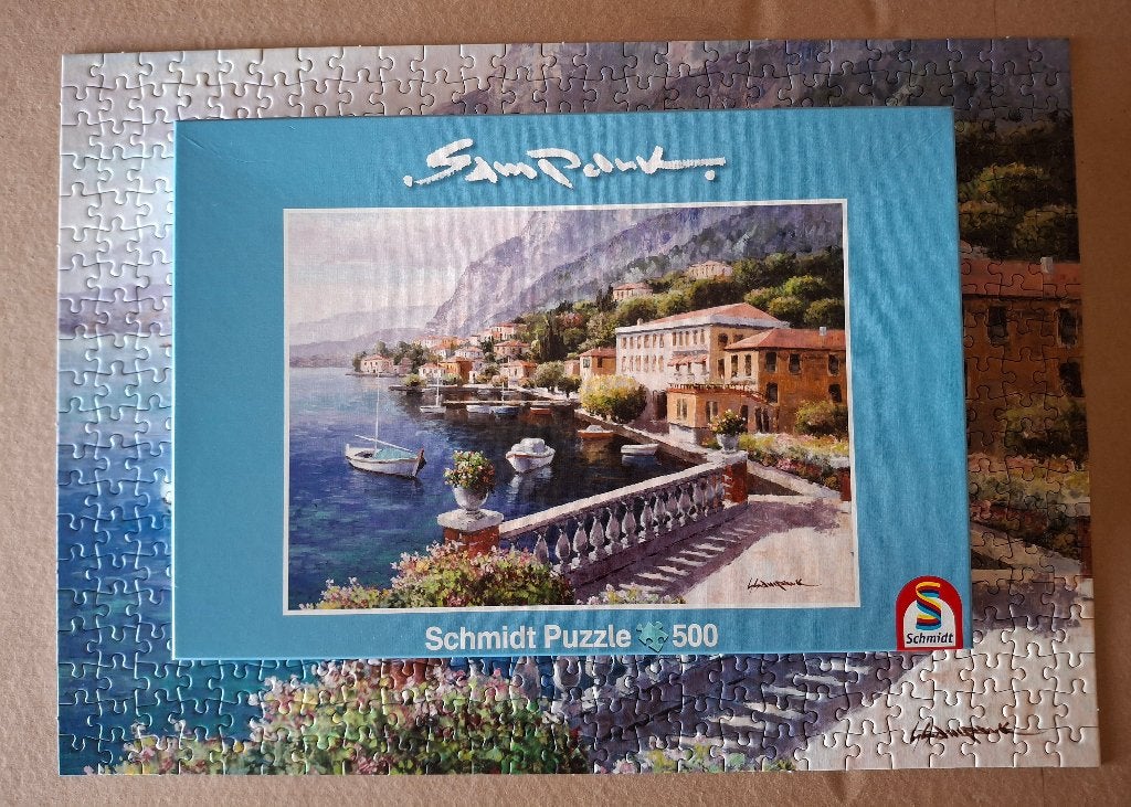 Legpuzzel: Villa bij het Comomeer, Hobby en Vrije tijd, Ophalen of Verzenden, 500 t/m 1500 stukjes, Zo goed als nieuw, Legpuzzel