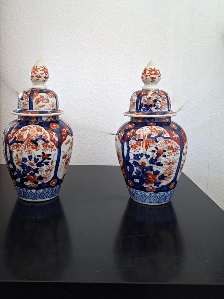 Prachtig paar Chinese gemberpotten met deksel, Ophalen