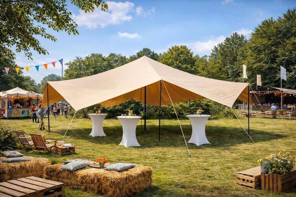 Stretch tent huren Utrecht, eenvoudig + goedkoop, Ophalen, Opvouwbaar, Overige typen, 6 meter of meer
