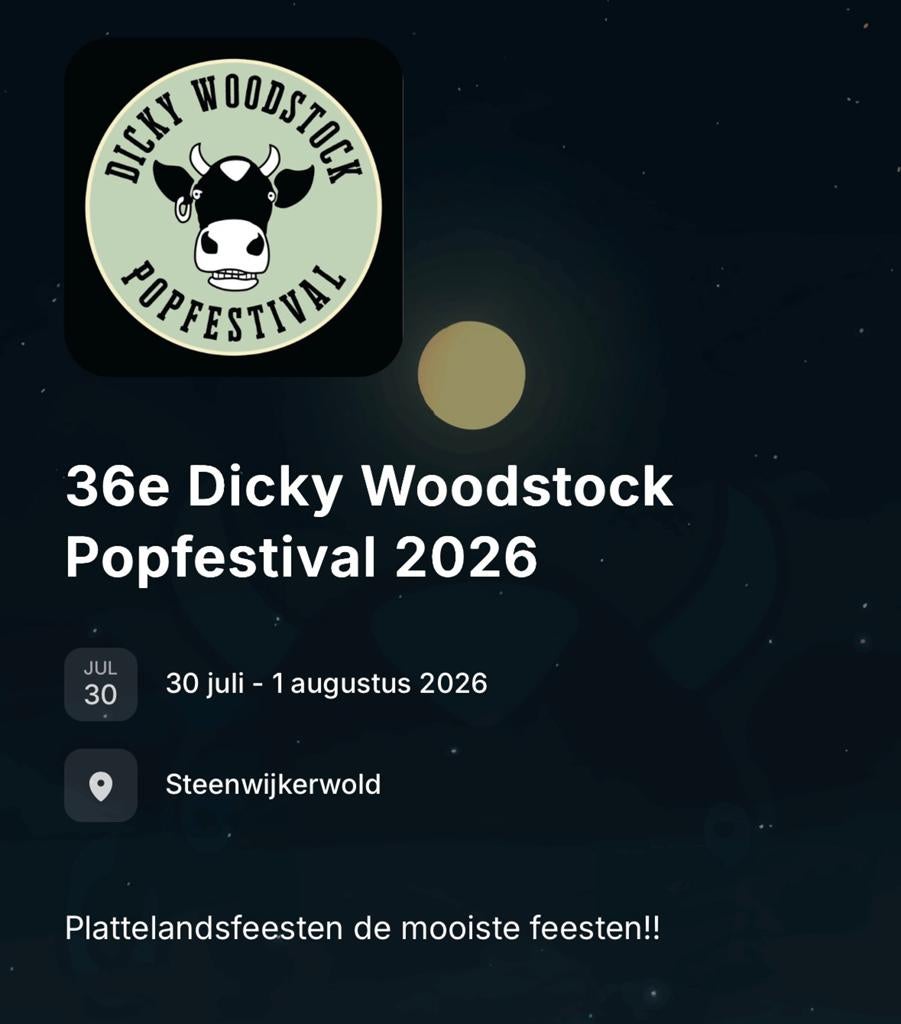 2 keer 2 kaartjes voor dicky woodstock te koop, don+ zat