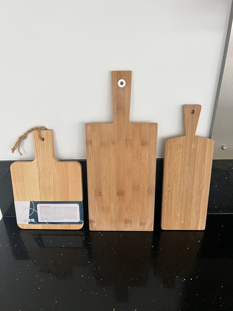 3 stuks Snijplankken /serveerplankken bamboe hout, Ophalen of Verzenden