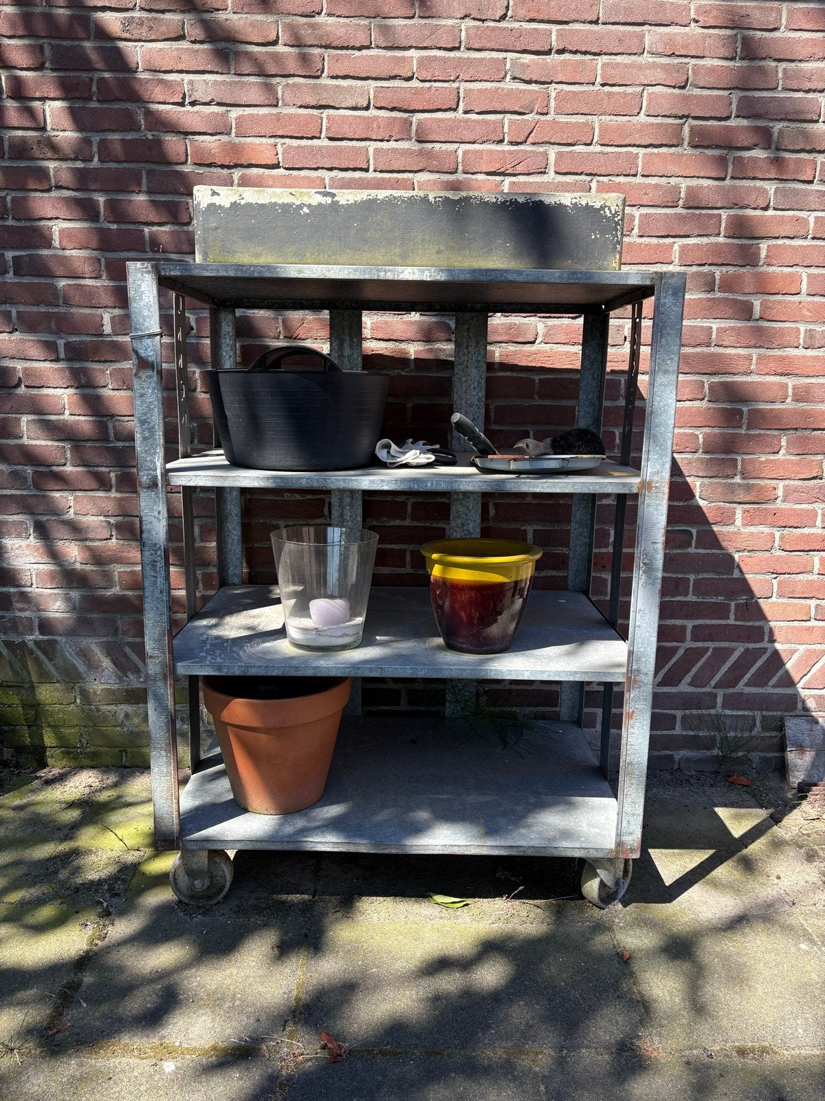 Vintage Industrieel Stalen Rek/Trolley/Kar, Ophalen, Gebruikt