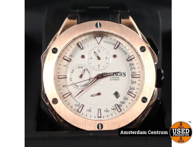 Gamages Londen Sports Calendar rose Horloge (51mm) - A Grade, Gamages of London, Gebruikt, Info@gamages.london, 164-182 Oxford Street, Westminster