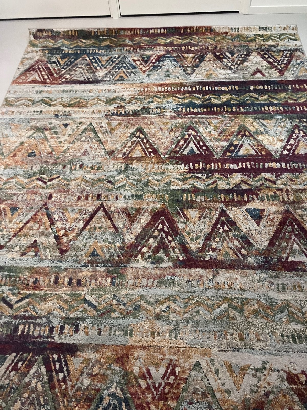 Vloerkleed met kleurrijke print 200 x 300 cm, Ophalen, Beige, 200 cm of meer, Zo goed als nieuw