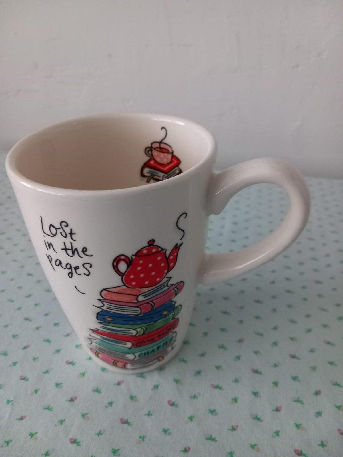 Mok met boekenstapel en theepot design, Ophalen, Overige typen, Zo goed als nieuw, Steen/keramiek