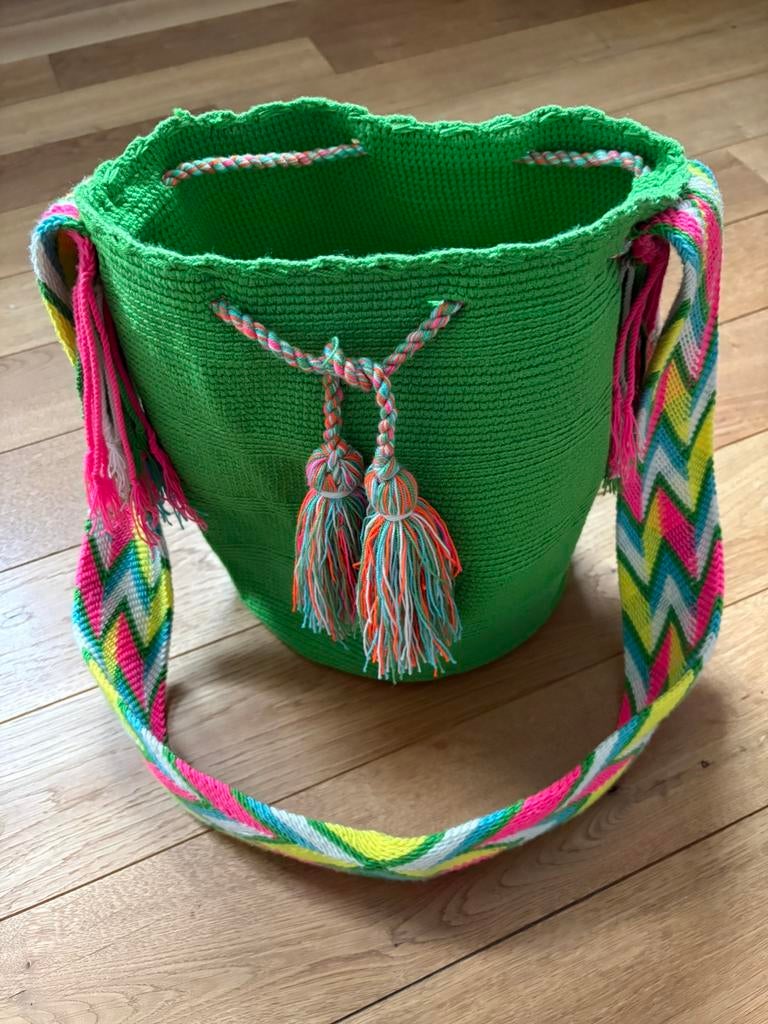 Wayuu Mochila tas, Verzenden, Zo goed als nieuw, Groen, Handtas