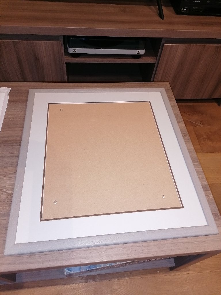 Grijze fotolijst met passe-partout, Ophalen, 58 cm, Hout, 54 cm