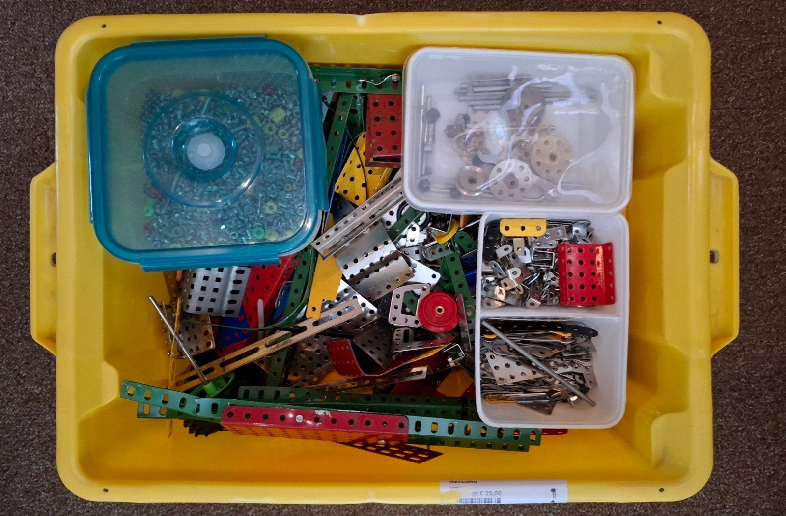 Krat met oude meccano onderdelen, Ophalen of Verzenden, Gebruikt, Bouwen