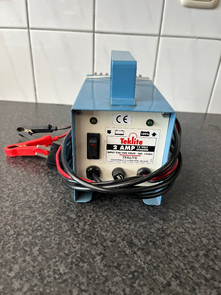 Teklite 2 AMP 12 Volt acculader, Ophalen of Verzenden, Gebruikt