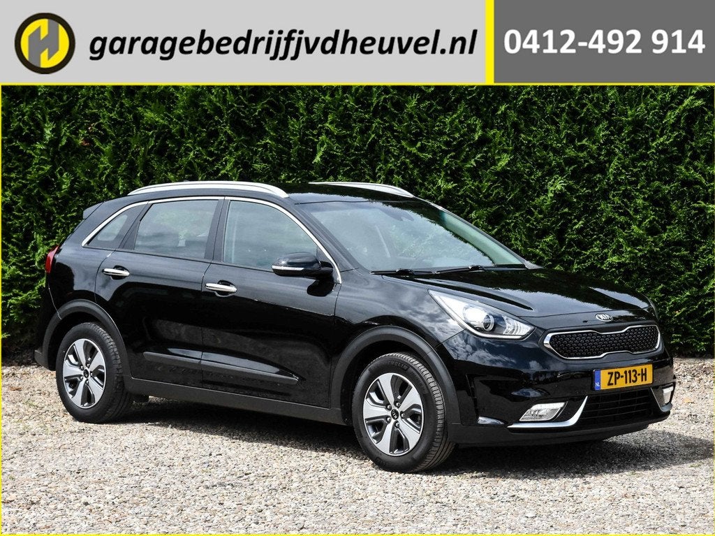 Kia Niro 1.6 GDi Hybrid DynamicLine automaat / camera / crui, Auto's, Gebruikt, Euro 6, Leder en Stof, Zwart